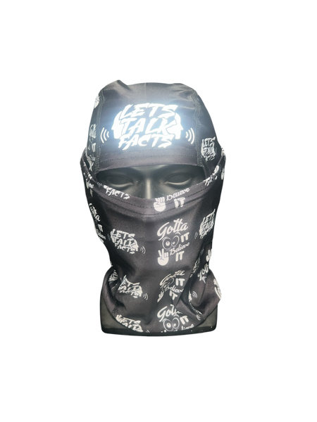 *NEW* BLACK & WHITE Lets Talk Facts Face Mask (REFLECTIVE LTF & Gotta See It To Believe It Logo)