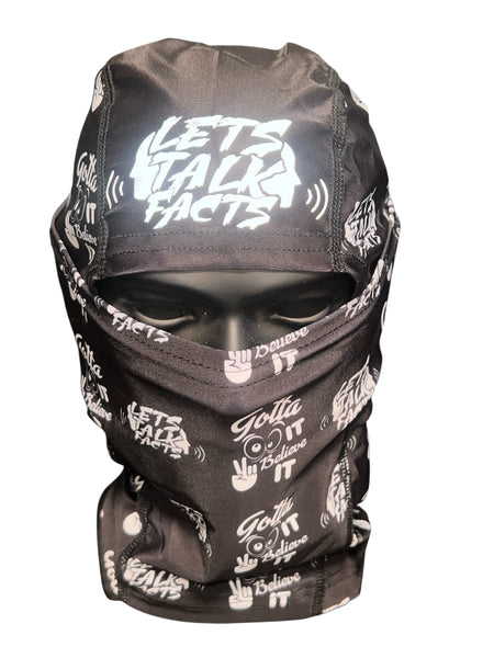 *NEW* BLACK & WHITE
Lets Talk Facts Face Mask (REFLECTIVE LTF & Gotta
See It To Believe It Logo)