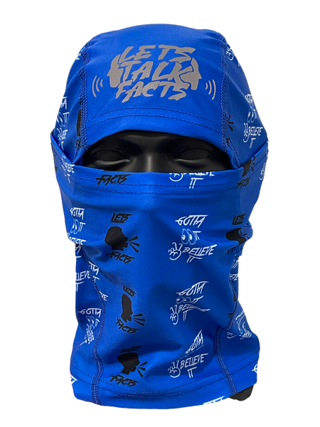 *NEW* ROYAL BLUE Lets Talk Facts Face Mask (Black LTF & White Gotta See It To Believe It Logo)