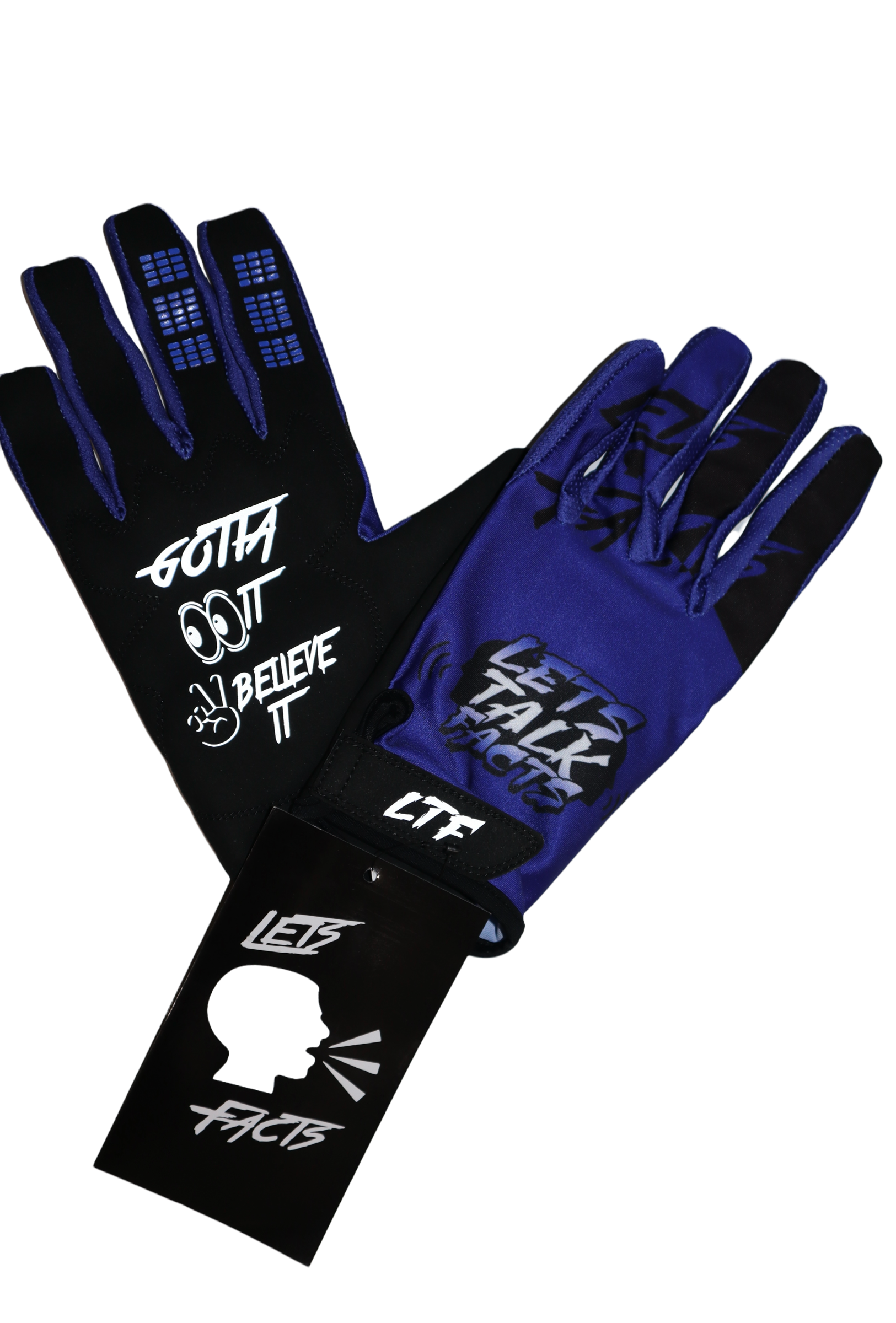 Lets Talk Facts Gloves | Black & Blue