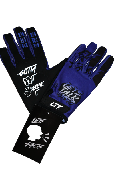 Lets Talk Facts Gloves | Black & Blue
